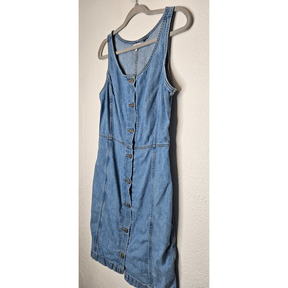 Levis Women Alisha Way Back When Dress Medium Blue Denim Button Down Mini Sheath - Picture 4 of 11